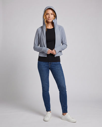 Damen Sportliche Hoodie-Jacke mit langen Ärmel und fauler Passform EB