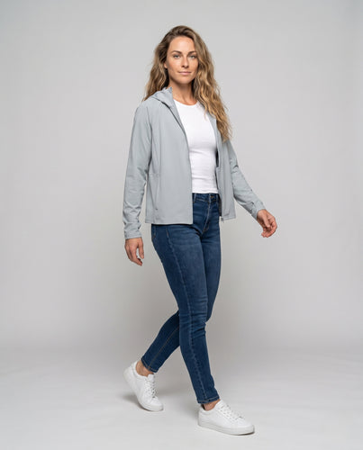 Damen Sportliche UV-Schutz Jacke mit integrierter Kapuze EB