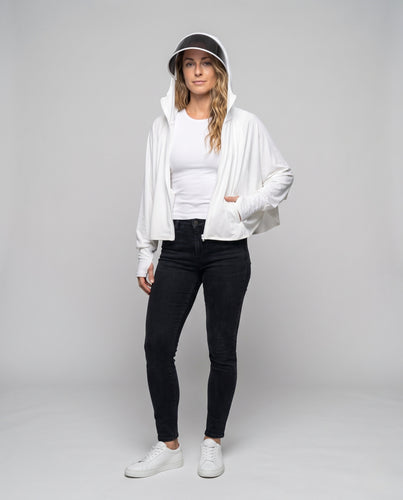 Damen UV-Schutz Kapuzenbluse mit erweiterbarem Gesichtsvisier EB