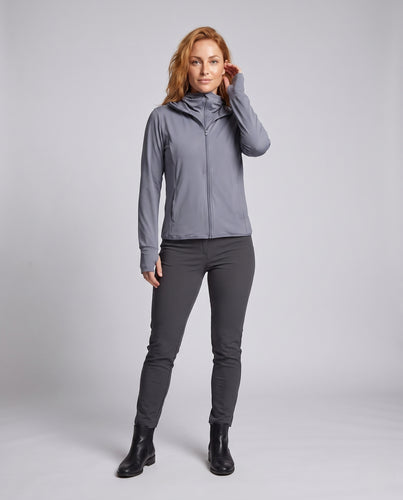 Damen UV-Schutz Sportjacke mit verstellbarer Kapuze und hochschließendem Kragen EB