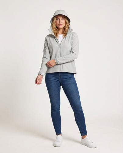 Damen funktionale Sportjacke mit innovativem Kapuzendesign EB