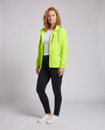 Damen hochfunktionale Windjacke mit reflektierenden Elementen und verstellbarem Kapuzendesign EB