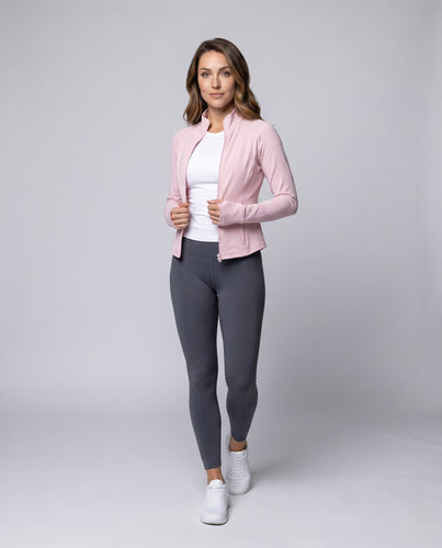 Damen körpernahe Sportjacke mit hohem Kragen und Daumenlöchern EB