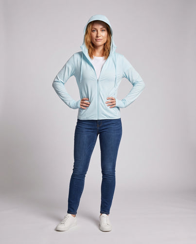 Damen leichte Funktionsjacke mit verstellbarem Kapuzenkragen und schnelltrocknendem Material EB