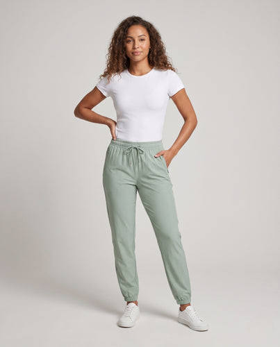 Damen leichte Sporthose mit elastischem Bund und praktischen Seitentaschen EB