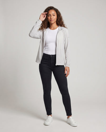 Damen leichte Sportjacke mit atmungsaktiver Kapuze und schützendem UV-Schutz EB
