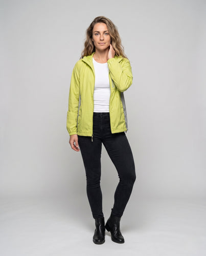 Damen leichte Wetterjacke mit verstaubarem Kapuzenkragen EB