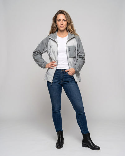 Damen leichte Windbreaker-Jacke mit praktischen Taschen EB