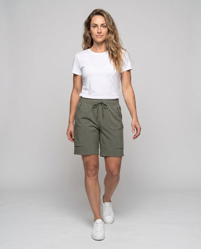 Damen praktische Cargo-Shorts mit elastischem Bund und vielseitigen Taschen EB