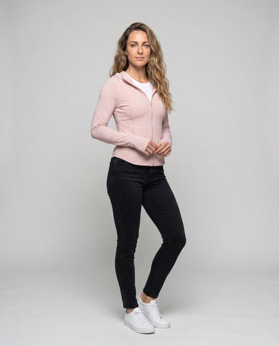 Damen Sportjacke mit atmungsaktivem Material und schützendem Kapuzendesign EB