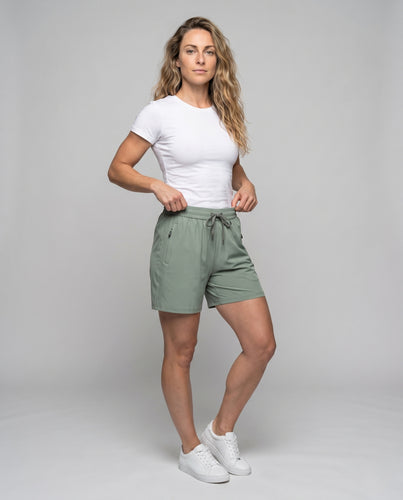 Damen Sportliche Beachshorts mit elastischem Bund und Reißverschlusstaschen EB