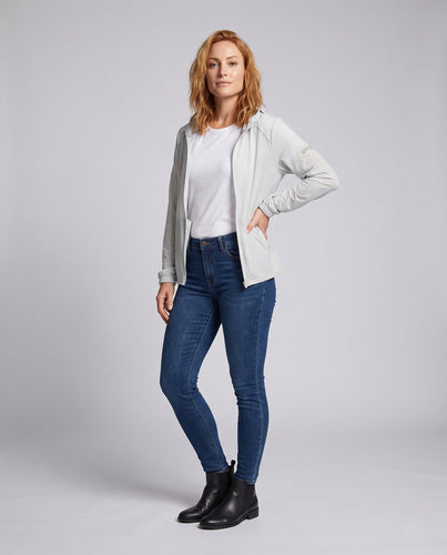 Damen sportliche Funktionsjacke mit reflektierenden Elementen und verstellbarem Kapuzendesign EB