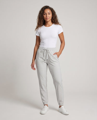Damen sportliche Lifestyle-Hose mit elastischem Bund und praktischen Taschen EB