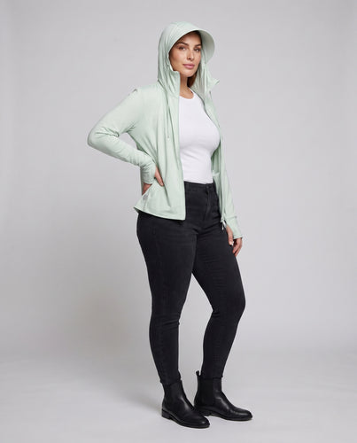 Damen wetterfeste Sportjacke mit innovativem Kapuzendesign EB