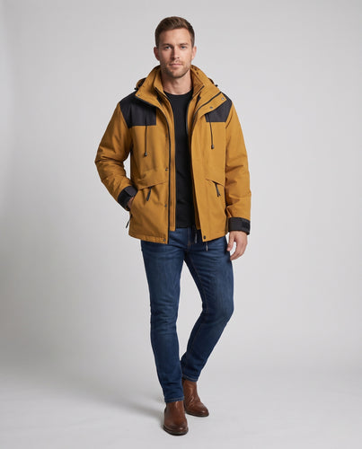 Herren wasserfeste Funktionsjacke mit verstellbarem Kapuzendesign und atmungsaktiven Einsätzen EB