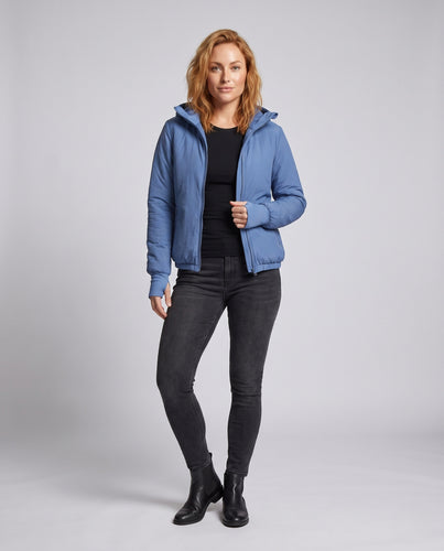 Damen nan leichte Kapuzenjacke mit Daumenlöchern und Reißverschlusstaschen EB