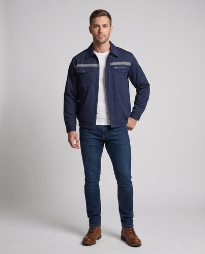 Herren nan belüftete Arbeitsjacke mit abnehmbaren Lüftermodulen, Powerbank-kompatibel und reflektierendem Rückenriegel EB
