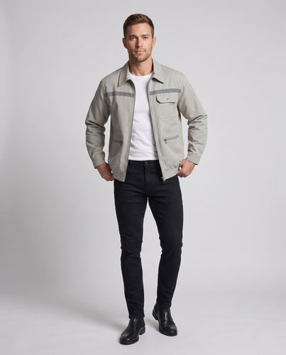 Herren nan robuste Arbeitsjacke mit Reflektorstreifen und Reißverschlusstaschen EB