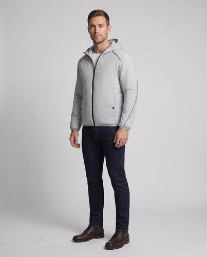 Herren Nan ultraleichte Kühljacke mit Kapuze USB-Anschluss integrierte Lüfteraufnahme und Reißverschlusstaschen EB