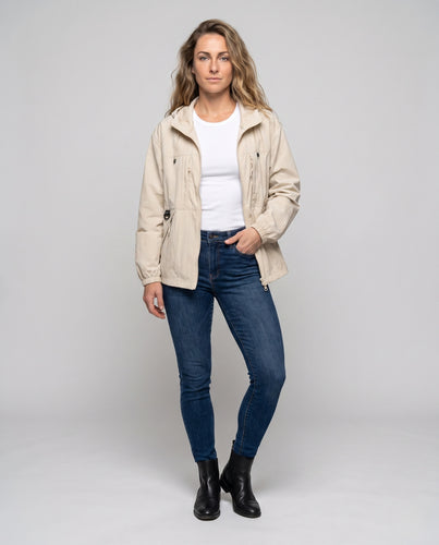 Damen leichte Freizeitjacke mit verstellbarem Kapuzenkragen EB