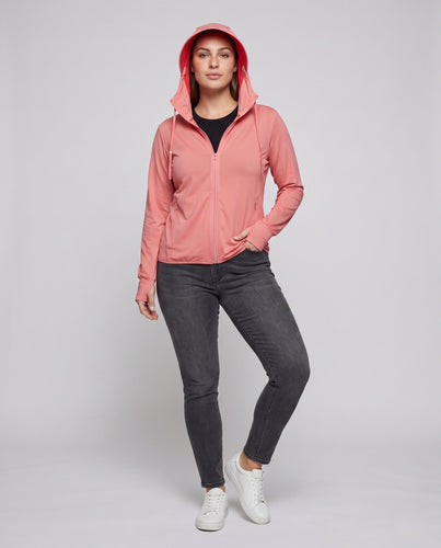 Damen technische Sportjacke mit integrierter Kapuze und reflektierendem Material EB