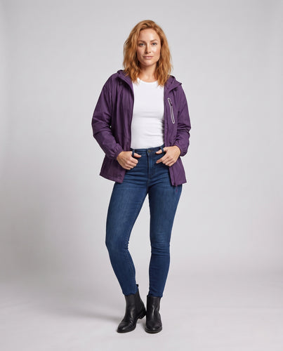 Damen ultraleichte Outdoor-Jacke mit verstellbarer Kapuze EB