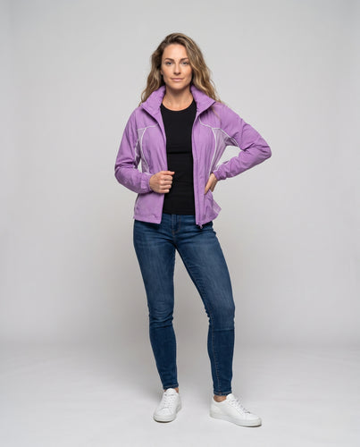 Damen leichte Windbreaker-Jacke mit atmungsaktivem Material und verstellbarer Kapuze EB