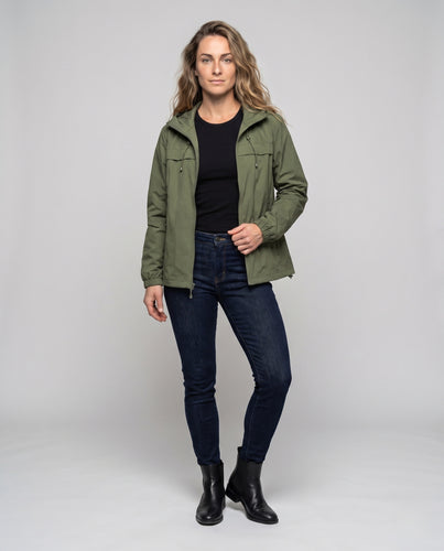 Damen Leichte, winddichte Sportjacke mit verstellbarer Kapuze EB