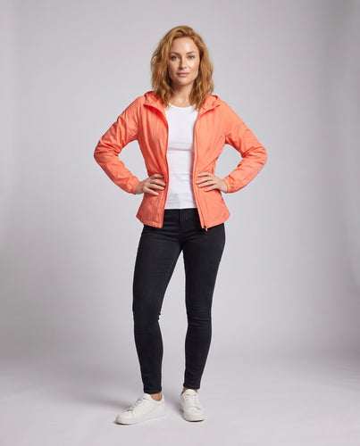 Damen ultraleichte Windjacke mit verstellbarer Kapuze und atmungsaktiven Einsätzen R&B