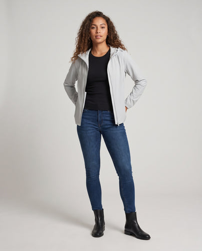 Damen vielseitige Funktionsjacke mit verstellbarer Kapuze und atmungsaktivem Gewebe R&B