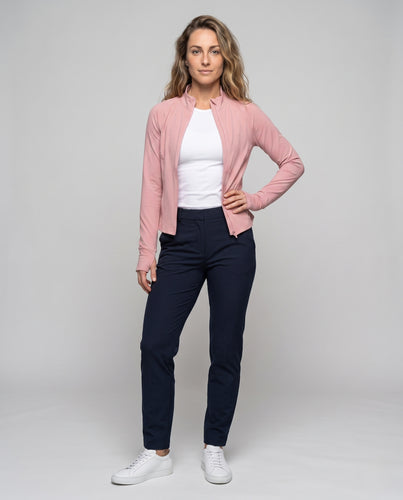 Women's Sporty Long Sleeve Jacket with High Collar and Zipper R&B