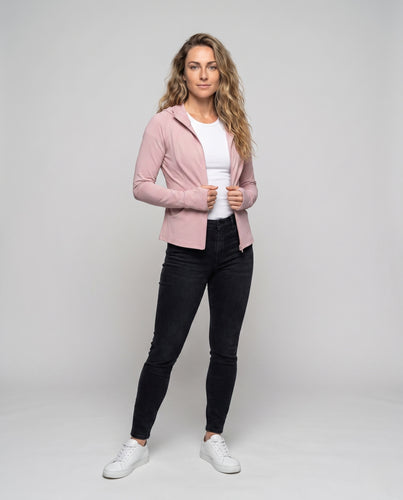Women's sporty hoodie with zip and figure-flattering cut R&B