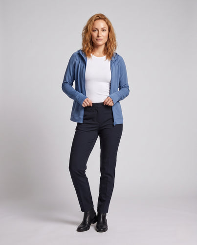 Damen atmungsaktive Sportjacke mit Kapuze und durchgehendem Reißverschluss R&B