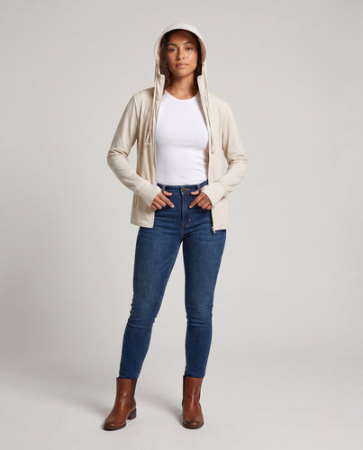 Damen Atmungsaktive und UV-Schutz Jacke mit verstellbarem Kapuzenkragen R&B