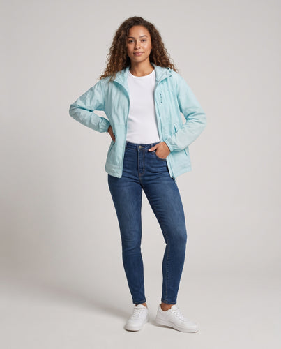 Damen atmungsaktive und wasserabweisende UV-Schutzjacke mit verstellbarer Kapuze R&B