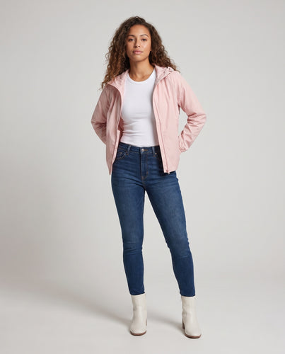 Damen leichte Windbreaker-Jacke mit verstellbarer Kapuze R&B