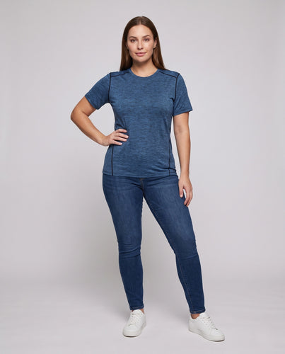 Damen Sportliches Kurzarmshirt mit feuchtigkeitsableitender Technologie R&B