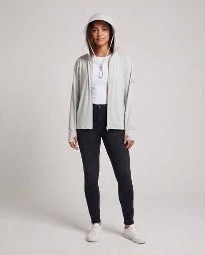 Damen UV-Schutzjacke mit abnehmbarer Kapuze und atmungsaktivem Rücken R&B