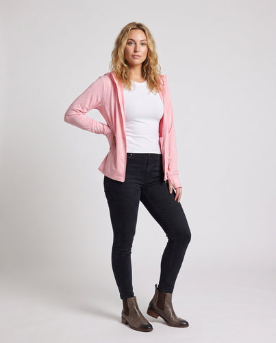 Damen nan atmungsaktive Sonnenschutz-Kapuzenjacke mit Mesh-Innenfutter, Reißverschlusstaschen und leichtem Stretch EB