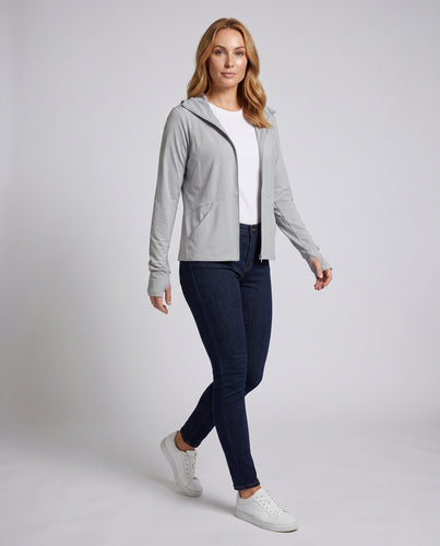 Damen nan leichte UV-Schutz Kapuzenjacke mit Reißverschluss R&B