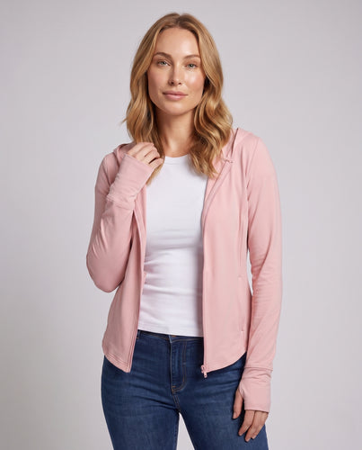 Damen nan ultraleichte eisseidige UV-Schutz Kapuzenjacke mit Daumenlöchern und Figurbetonter Passform R&B