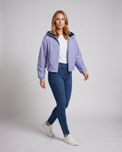 Damen nan ultraleichte Kapuzen-Outdoorjacke, packbar mit zweirichtungs-Reißverschluss und elastischen Bündchen R&B