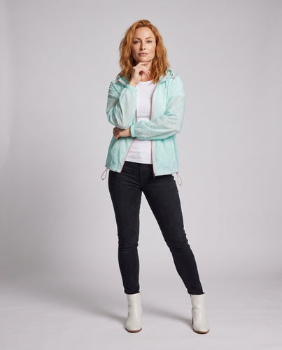 Damen nan ultraleichte Kapuzen-Windjacke mit Reißverschluss und Kordelzug R&B