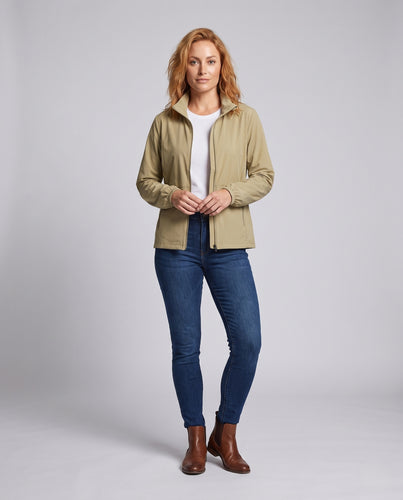 Damen nan ultraleichte Reisejacke mit Stehkragen, verdecktem Reißverschluss und zwei Reißverschlusstaschen R&B