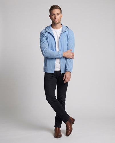 Herren nan leichte packbare Kapuzenjacke mit wasserabweisender Oberfläche, elastischen Bündchen und verdeckten Reißverschlusstaschen R&B