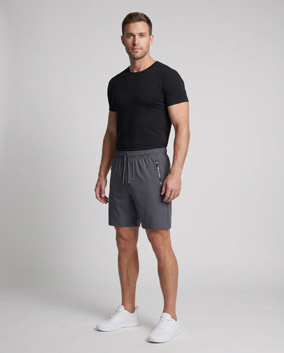 Herren nan leichte Performance-Tech-Shorts mit feuchtigkeitsableitender Mikrofaser, elastischem Tunnelzug und verschweißten Reißverschlusstaschen R&B