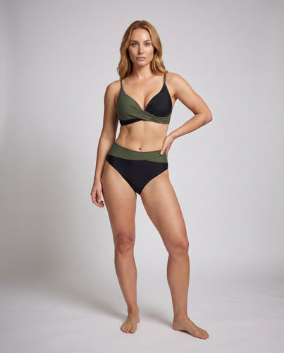 Damen Hochtaillierter Beach-Bikini mit Wickeloberteil EB