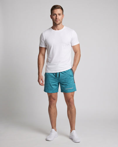 Herren nan sportliche Badeshorts mit elastischem Bund, Kordelzug, atmungsaktivem Stretchstoff, Mesh-Seiteneinsätzen und reflektierendem Detail R&B