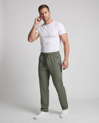 Herren nan sportliche Travel-Joggerhose mit elastischem Kordelbund, wasserabweisenden Reißverschlusstaschen und schnelltrocknender Mikrofaser R&B