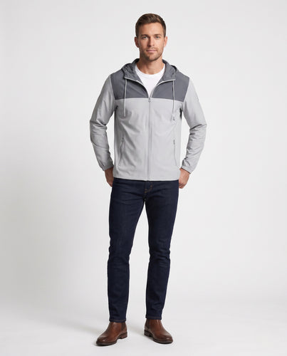 Herren nan ultraleichte atmungsaktive Reise-Kapuzenjacke mit Packfunktion, windabweisendem Material und elastischen Bündchen R&B